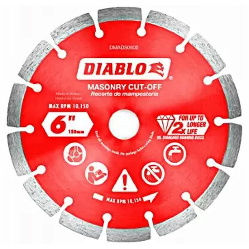 [DMADS0600] Diablo 6 in. D X 7/8 in. Diamond Masonry Cut-Off Disc 1 Pk