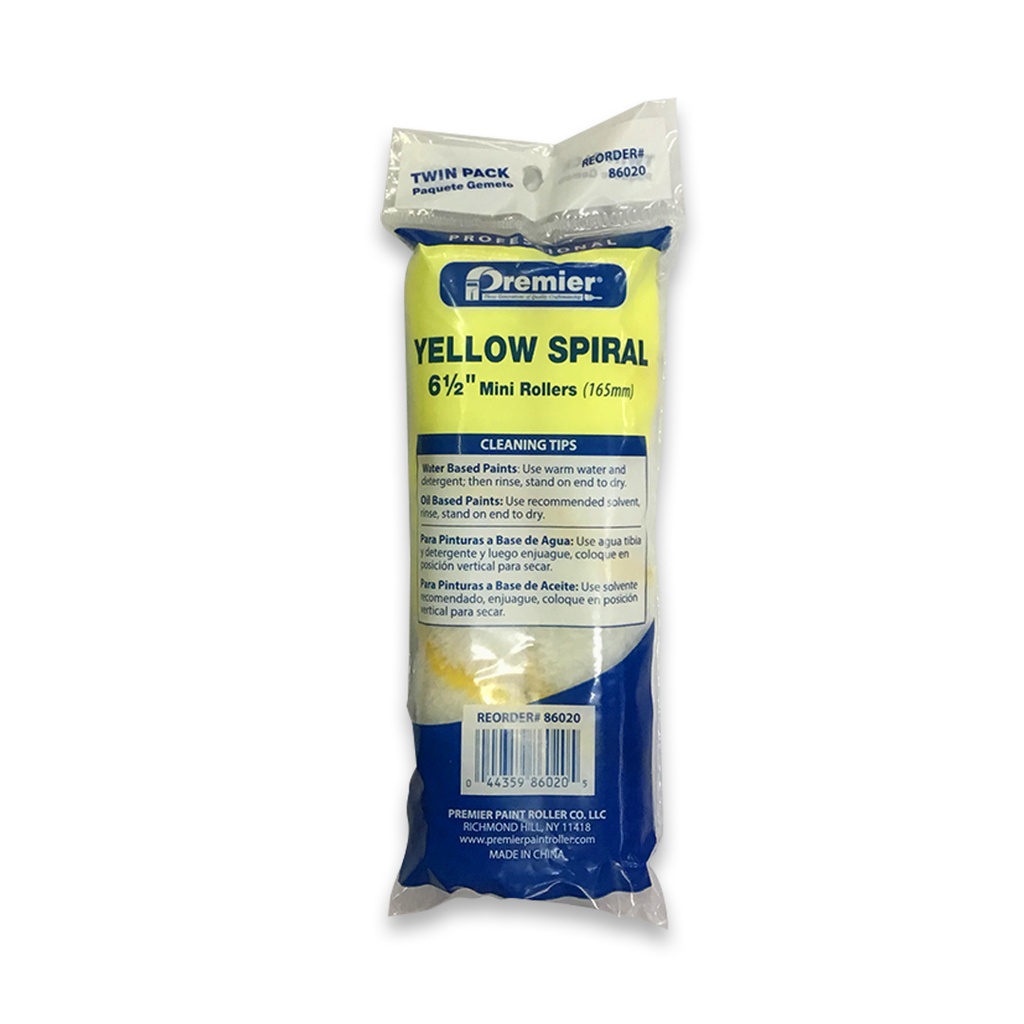 Premier Home-Pro® Yellow Spiral 6-1/2  Mini Roller 2-Pack