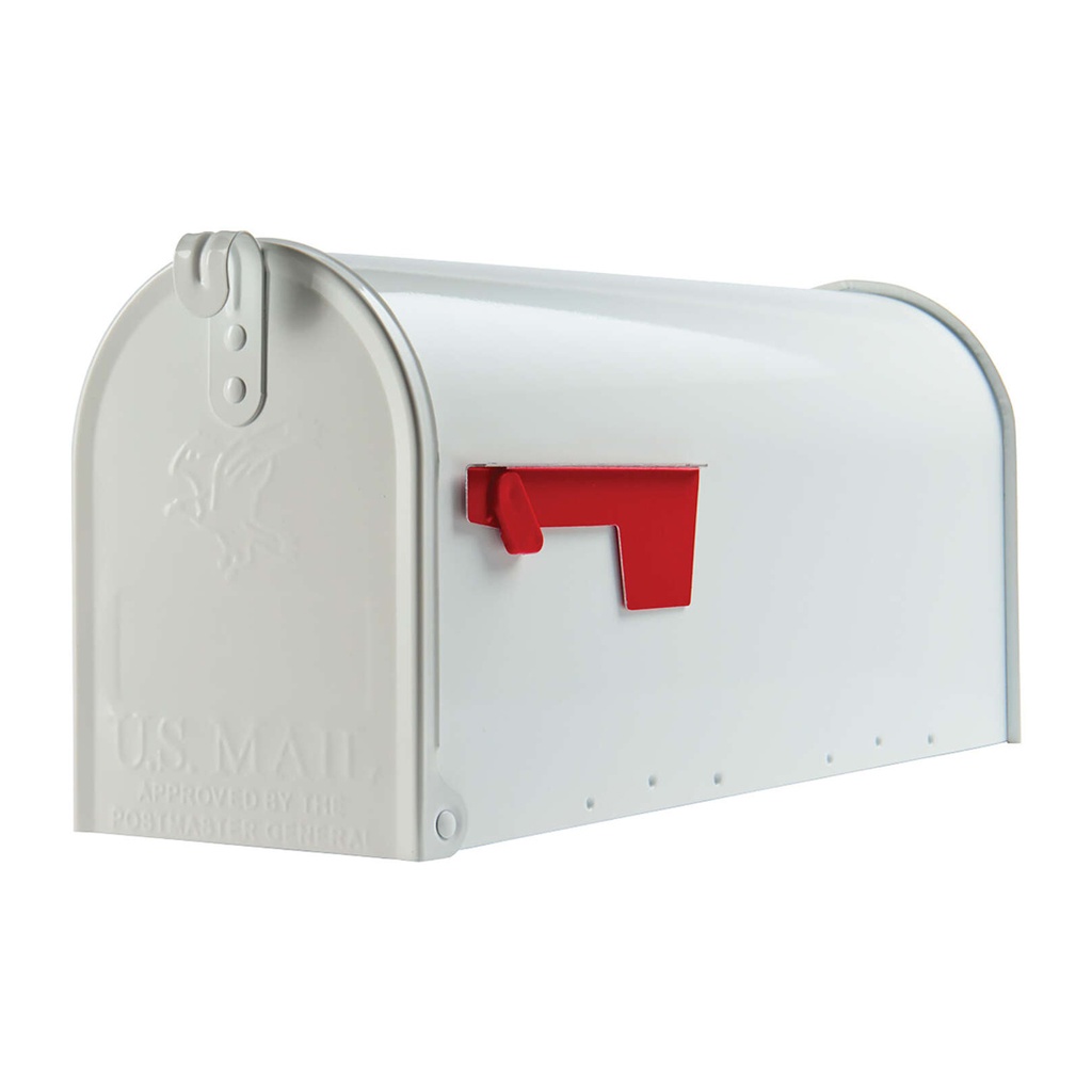 Architectural Mailboxes Elite Classic Galvanized Steel Post Mount White Mailbox