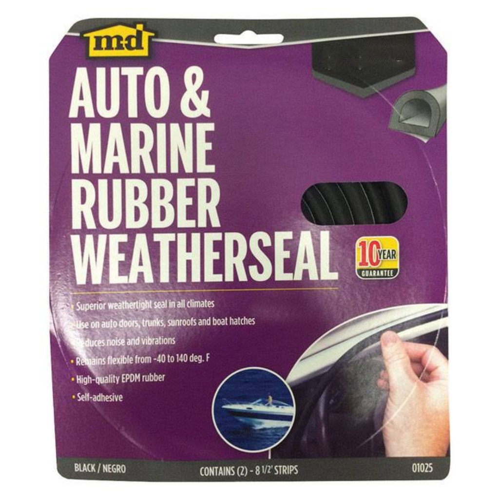 M-D Building Products Black Rubber Weatherstrip for Auto and Marine 204 in. L X 0.31 in