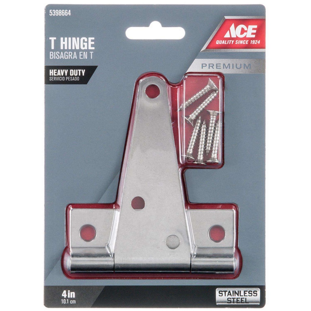 Ace 4 in. L Stainless Steel Heavy Duty T Hinge 1 Pk