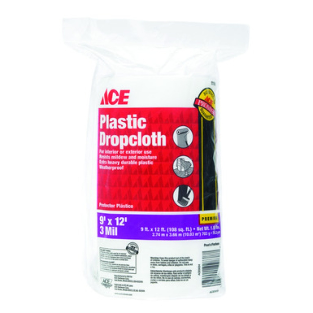 Ace Heavy Weight Plastic Drop Cloth 9 Ft. W X 12 Ft. L X 3 Mil