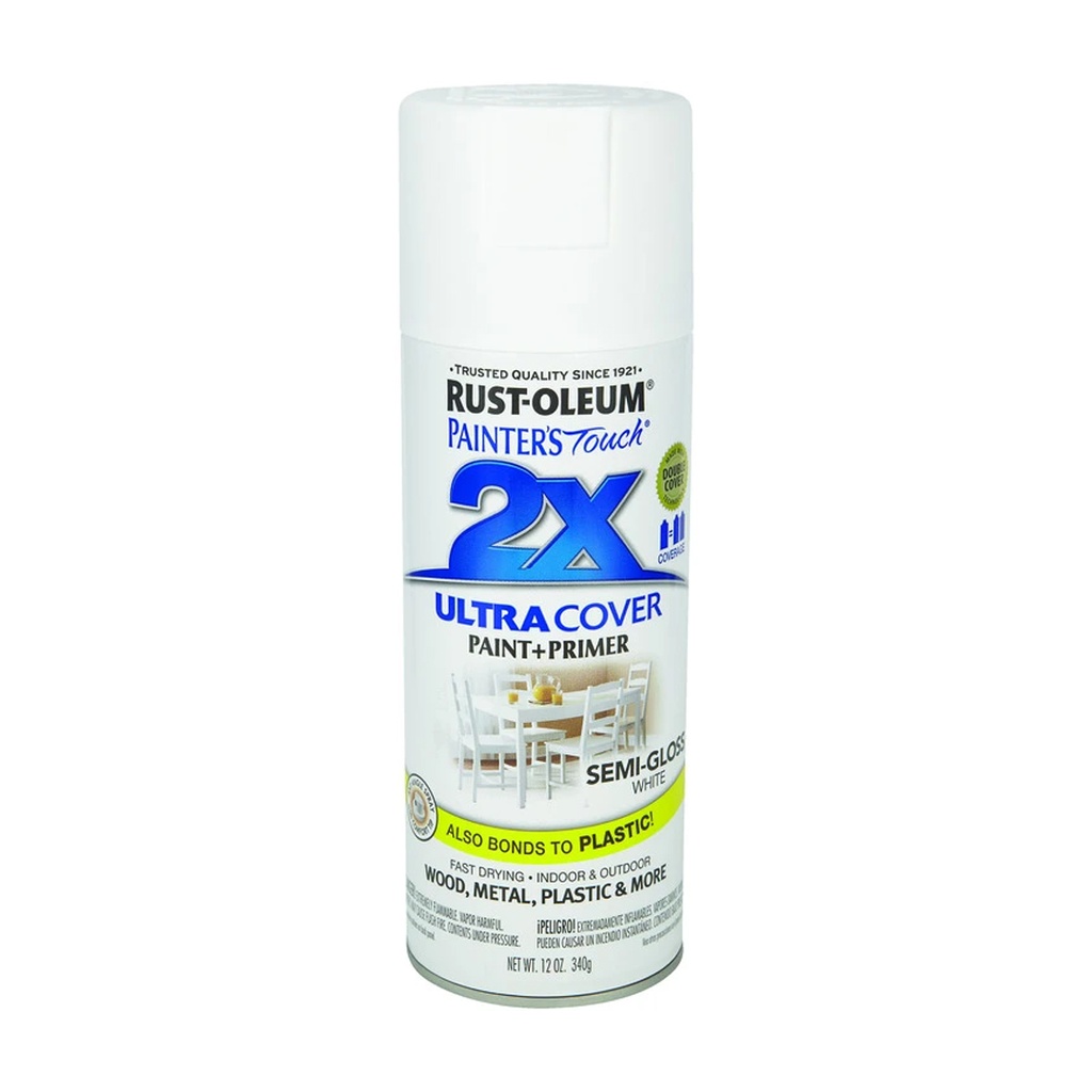 Rust-Oleum Painters Touch Ultra Cover Semi-Gloss White Spray Paint 12 Oz.