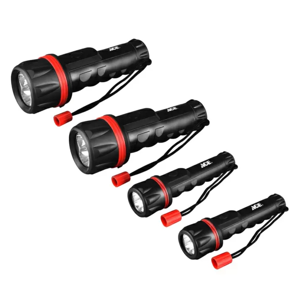 Ace 25 Lm Black/Red LED Flashlight AA/D Battery