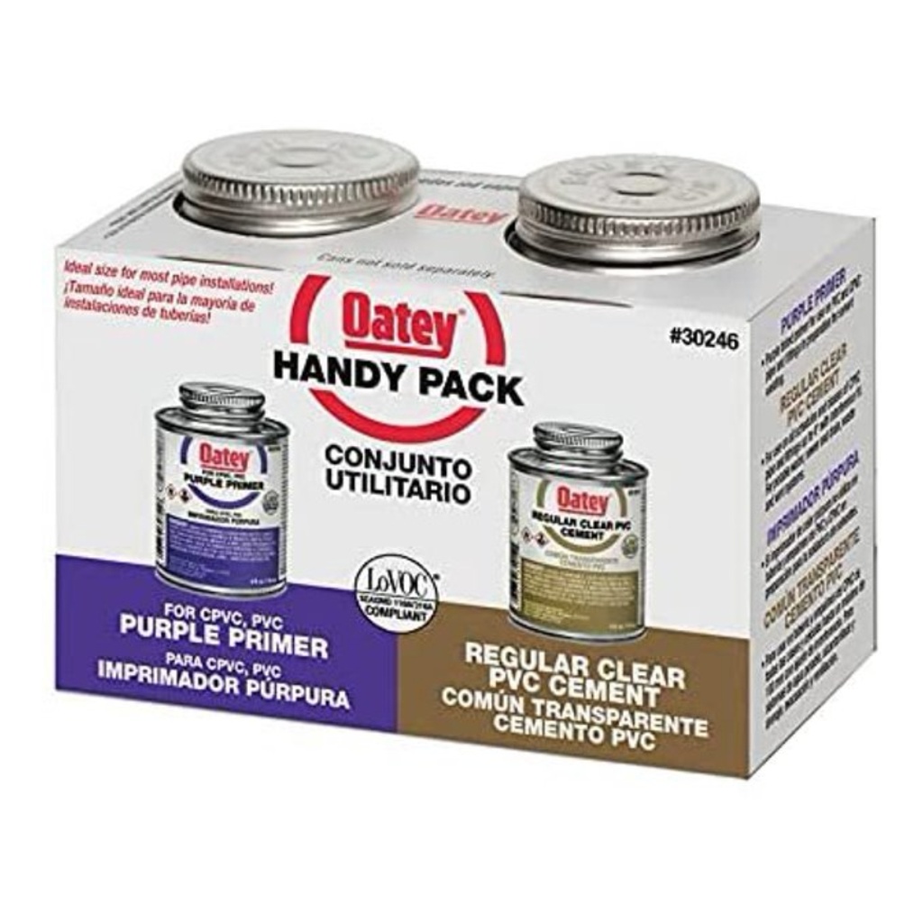 Oatey Handy Pack Clear/Purple Primer and Cement for PVC 4 Oz
