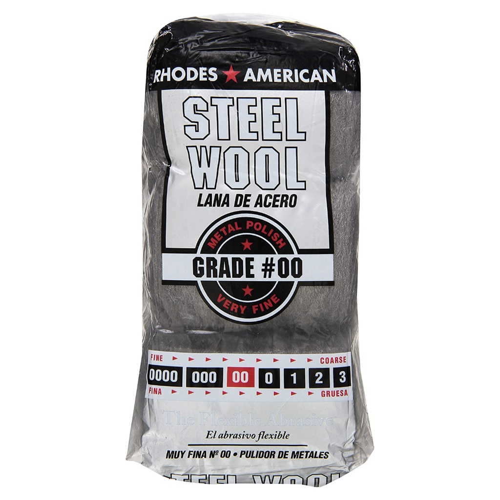 [430000550] Rhodes American 00 Grade Very Fine Steel Wool Pad 12 Pack