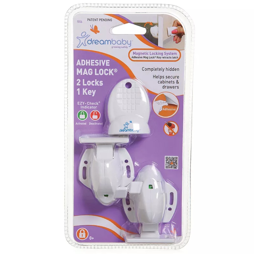 Dreambaby White Plastic Adhesive Magnetic Cabinet Locks 2 Pk