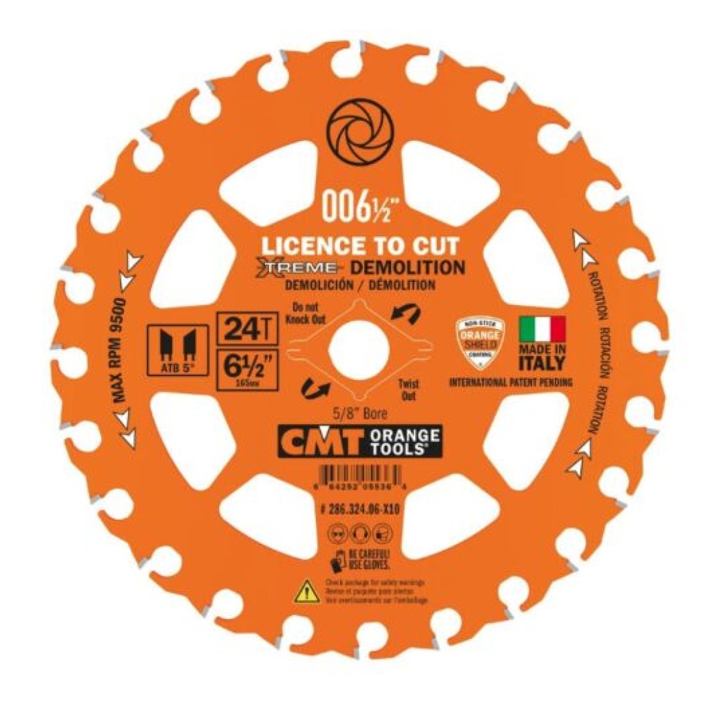 CMT ORANGE TOOLS 286.324.06-X10 ITK Xtreme FRAMING Blade 6-1/2"x T24 (Bulk)