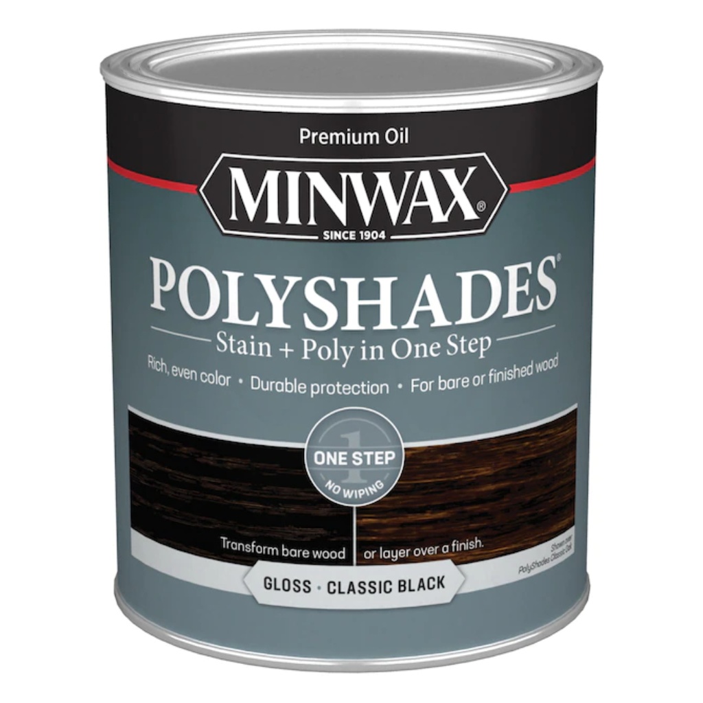 Minwax PolyShades Semi-Transparent Gloss Classic Black Oil-Based Stain/Polyurethane Finish 1 Qt