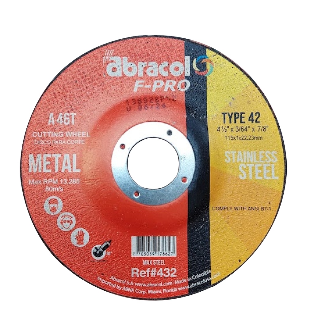 Mercer Industries 618010 Type 27 Depressed Center Double Reinforced Metal Cutting Cut-Off Wheel (50 Pack)  4-1/2  X 0.045  X 7/8