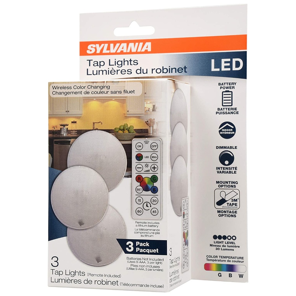 RGBW REM. CONTROL PUCK LIGHT 3PK