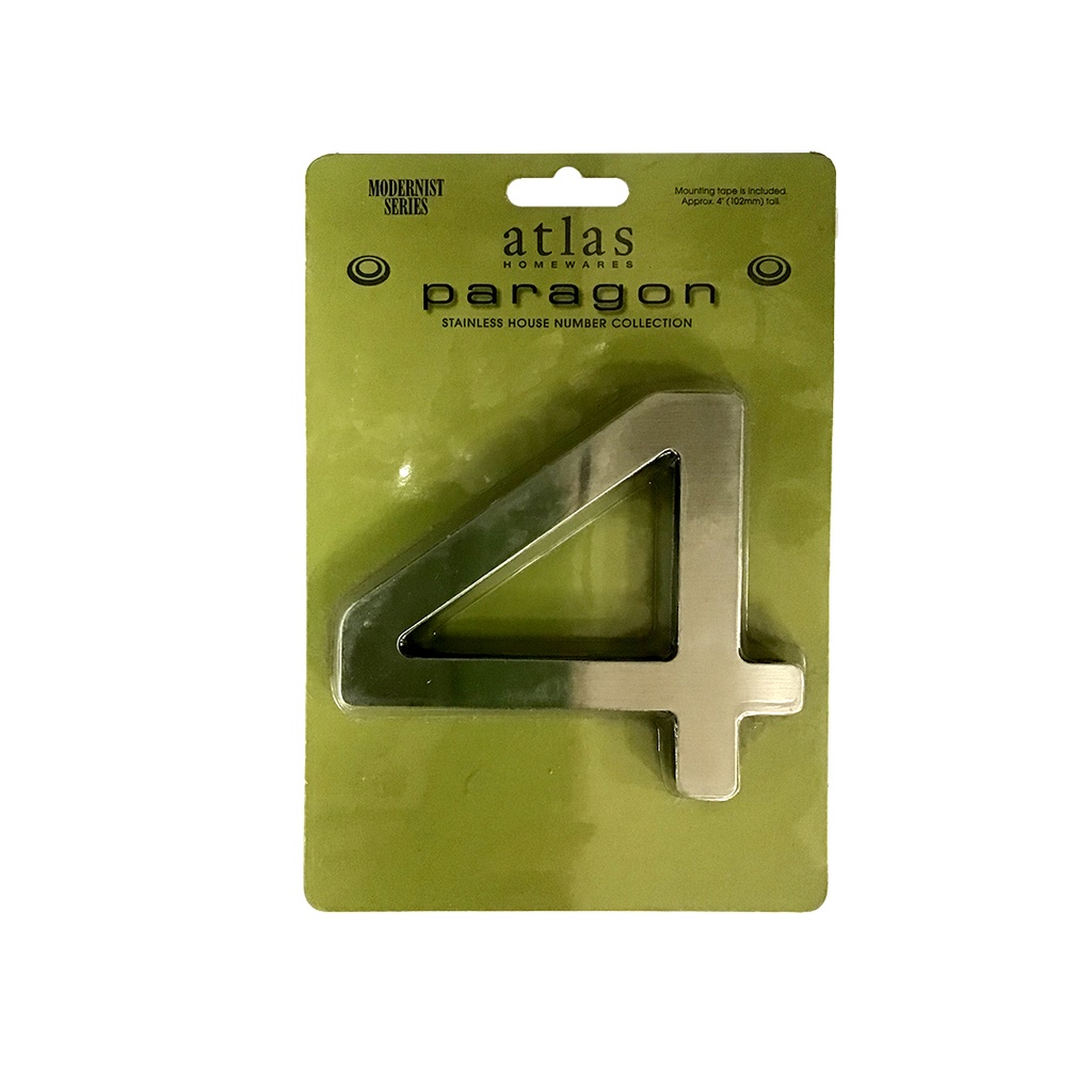 Atlas Homewares PGN4 Paragon Address Number 4 Stainless Steel Home Accents Address Numbers 4