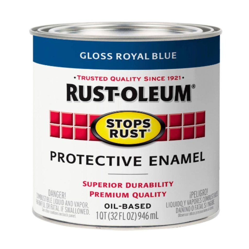 Interior/Exterior Paint, Gloss, Oil Base, Royal Blue, 1 Qt