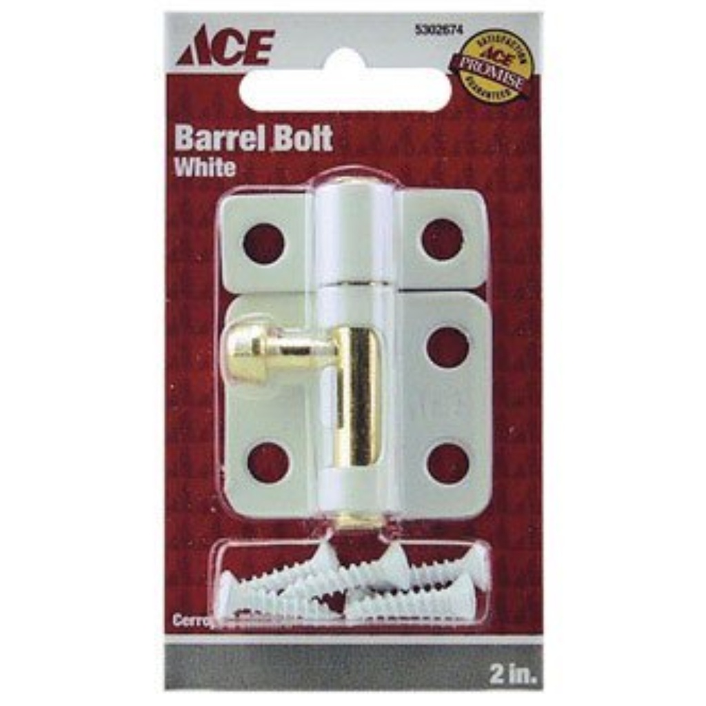[5302674] Ace 0.62 in. L White Steel Barrel Bolt 1 Pk