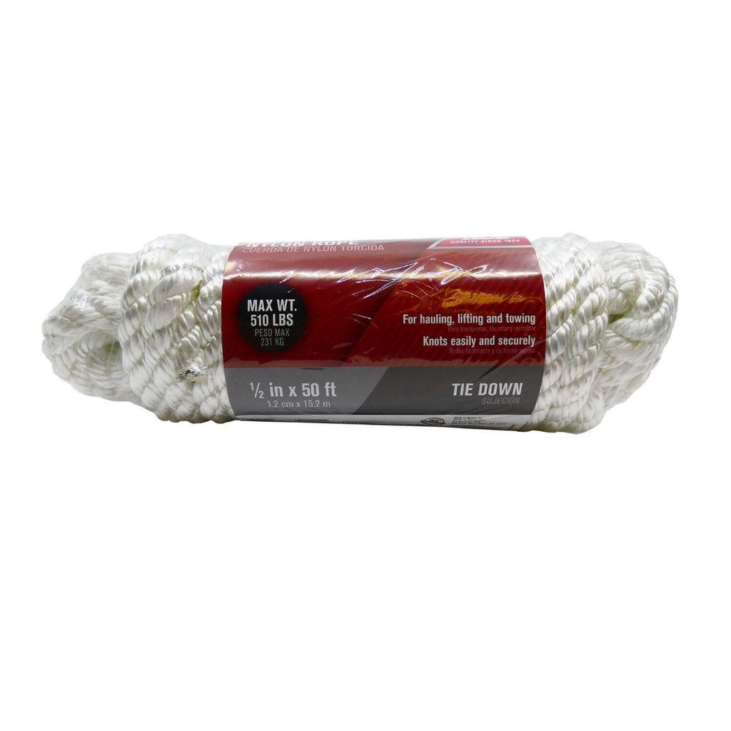 Ace 1/2 in. D X 50 Ft. L White Twisted Nylon Rope