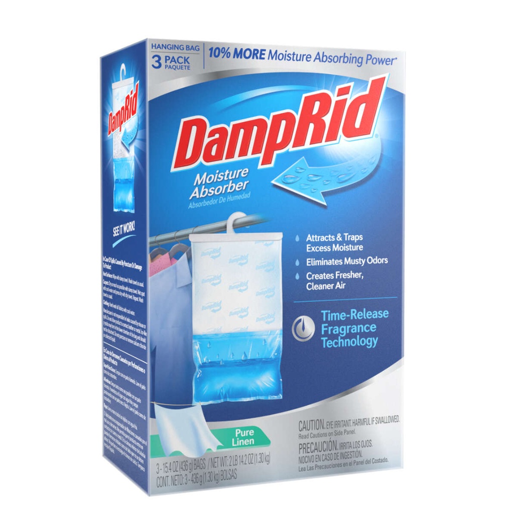 [1007129] DampRid Hanging Moisture Absorber Pure Linen Scent 15.4 Oz 3 Pack