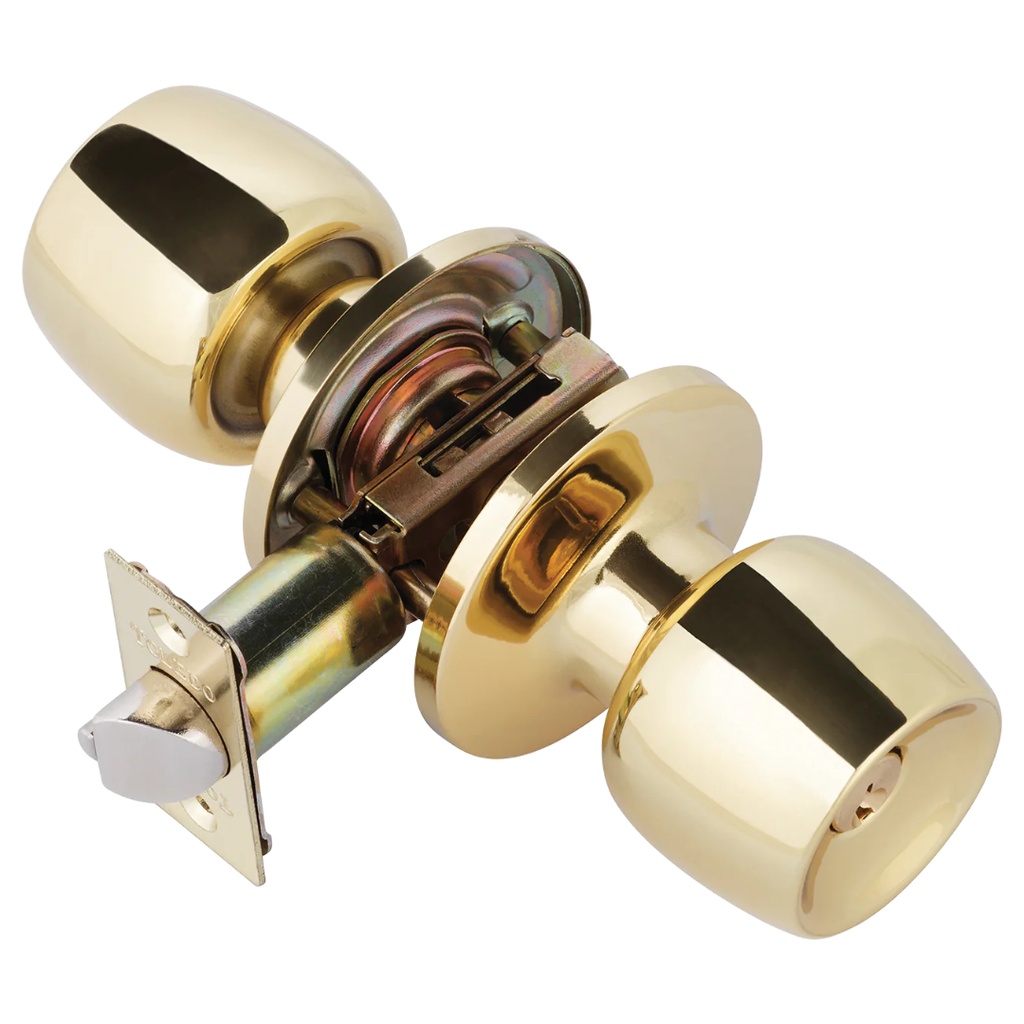 Toledo V1900MAUS3 Malaga Round Knob Exterior Lock, Polished Brass