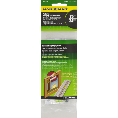 [122371] Hillman 122371 Hardware Hangman Picture and Mirror Hanging System 75lb  6"  Aluminum