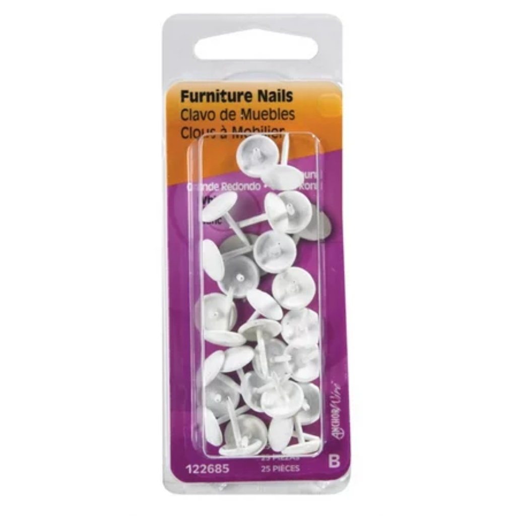 Hillman Large Brass-Plated White Brass Furniture Nails 25 Pack