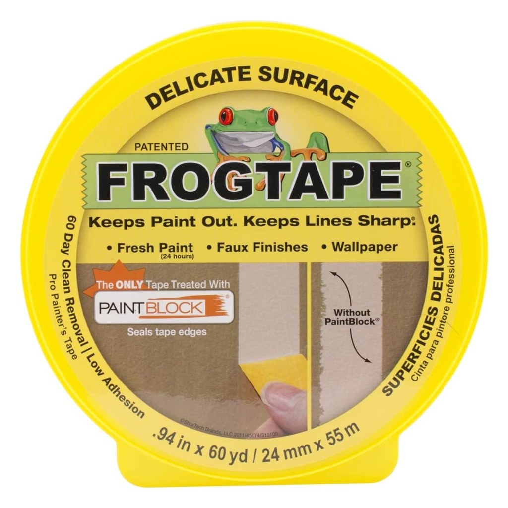 [1467943] FrogTape 0.94 in. W X 60 Yd L Yellow Low Strength Painter's Tape 1 Pk