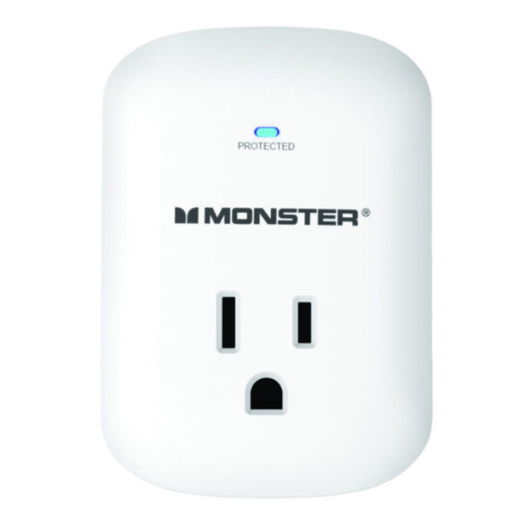 Monster Just Power It up 0 Ft. L 1 Outlets Wall Tap Surge Protector White 1200 J