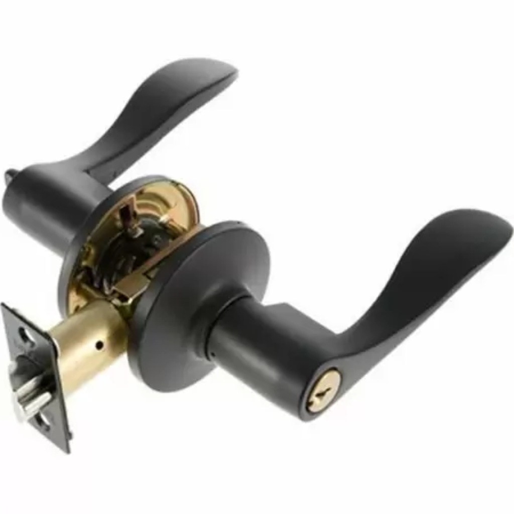 Jaen Iron Black Keyed Entry Door Handle Set