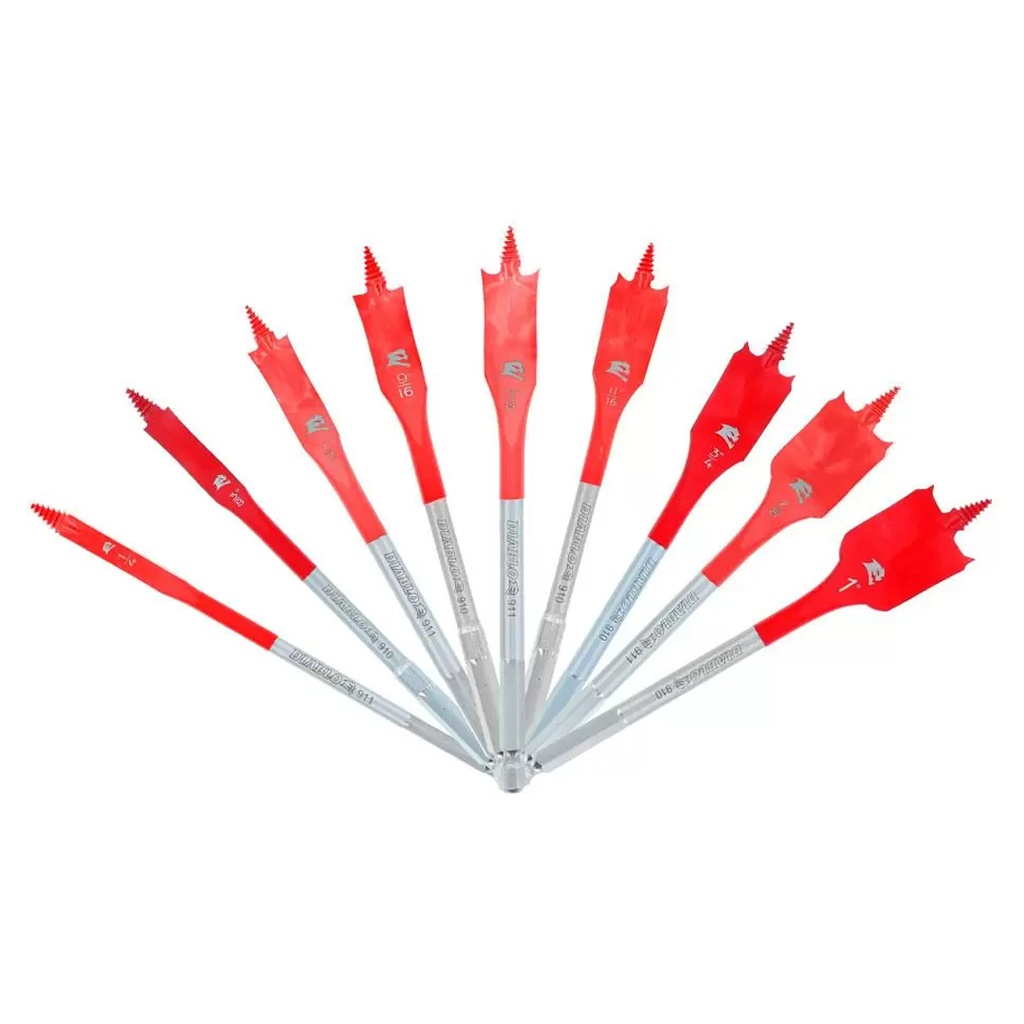 Diablo 6 in. L High Speed Steel Clean Wood Spade Bit Set Hex Shank 9 Pc