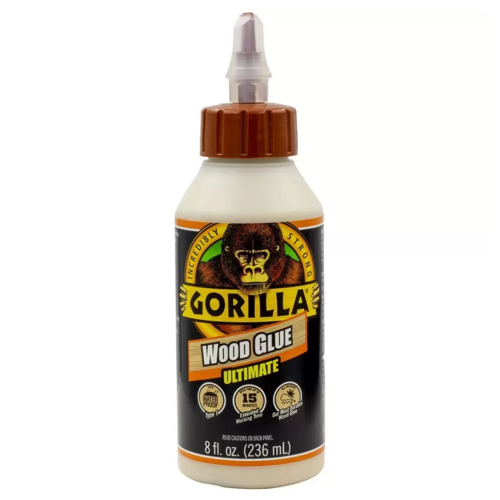 Gorilla Ultimate Waterproof Wood Glue  Natural Wood Color  8 Ounce - Waterproof for Indoor or Outdoor Projects and Repairs