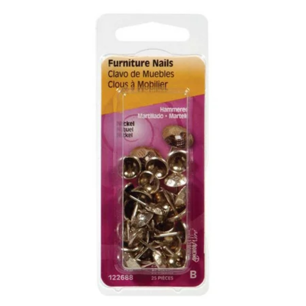 FURNITURE NAILS NICKEL FINI PK25