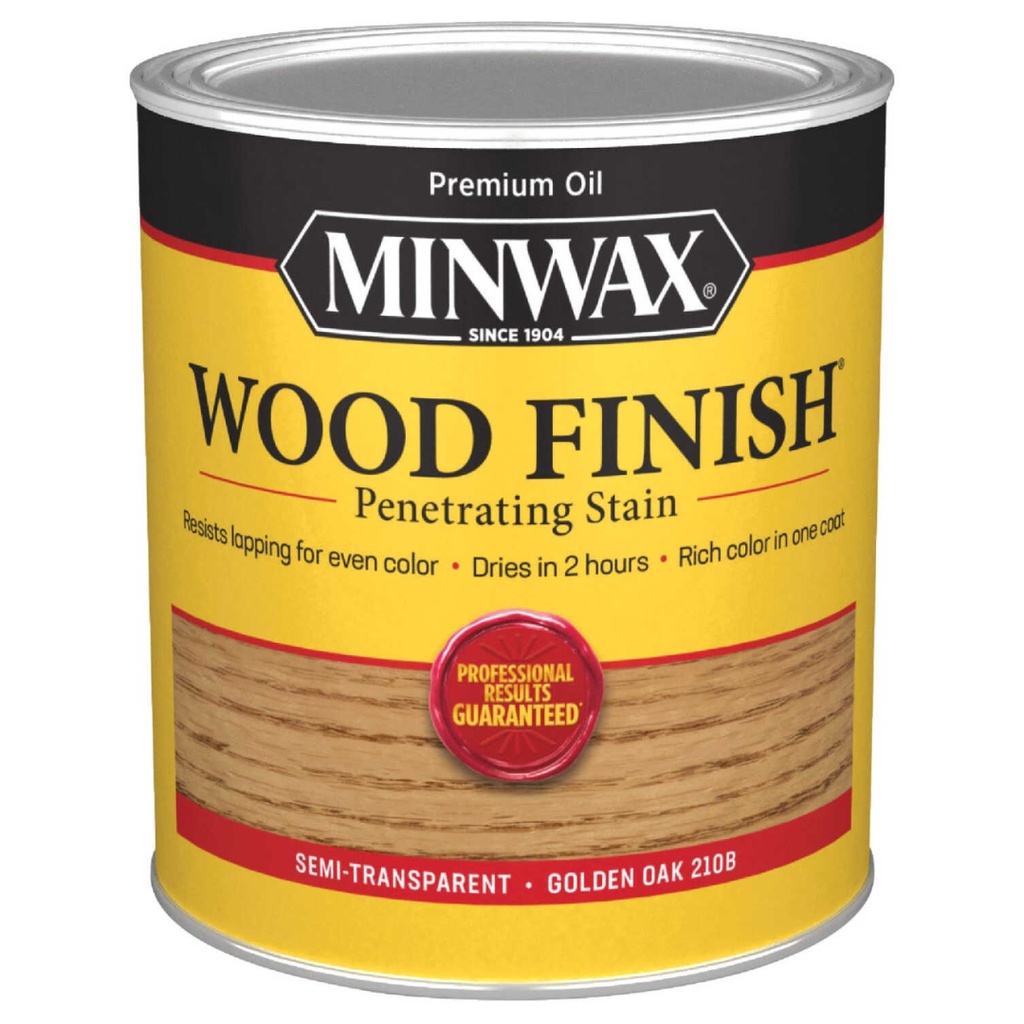 [12361] Minwax Wood Finish Semi-Transparent Golden Oak Oil-Based Wood Stain 1 Qt.