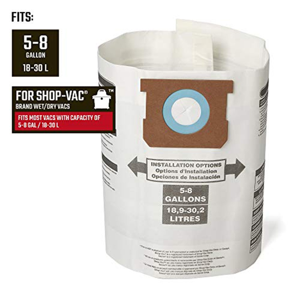 Craftsman 2 in. L X 10 in. W Wet/Dry Vac Filter Bag 15-22 Gal 3 Pc