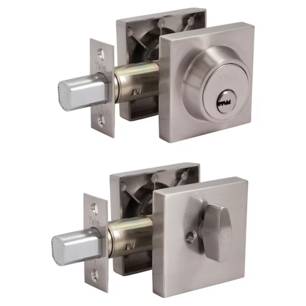 Toledo V1800SQRUS32D Single Cylinder Square Deadbolt W/ 3-Keys, Stainless Steel