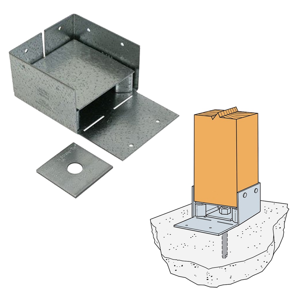 [ANCLAJE024] Simpson Strong-Tie ZMax 2.25 in. H X 3.56 in. W 16 Ga. Galvanized Steel Post Base