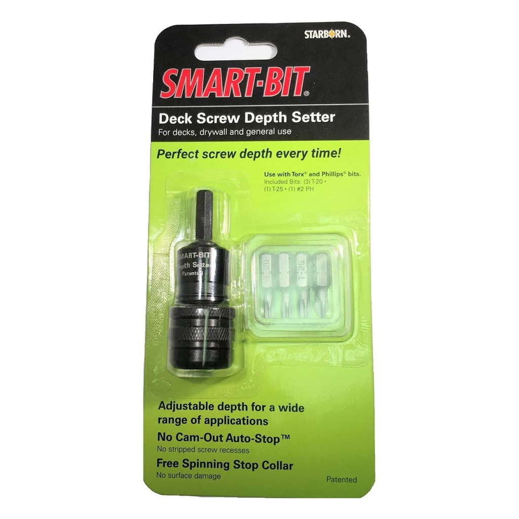 [BDA565A] Starborn Smart-Bit Stainless Steel Screw Depth Setter Kit Hex Shank 6 Pc