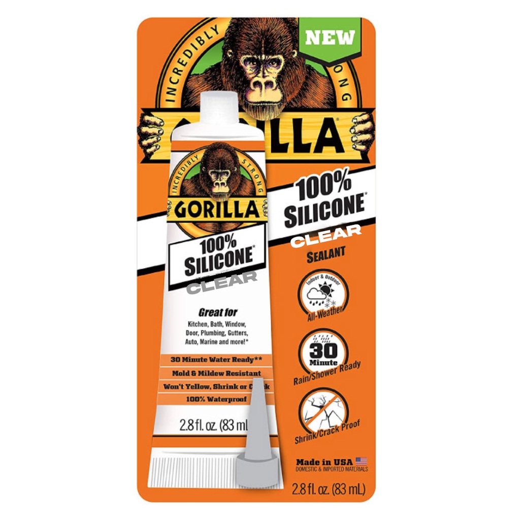 Gorilla Clear Silicone All Purpose Sealant 2.8 Oz
