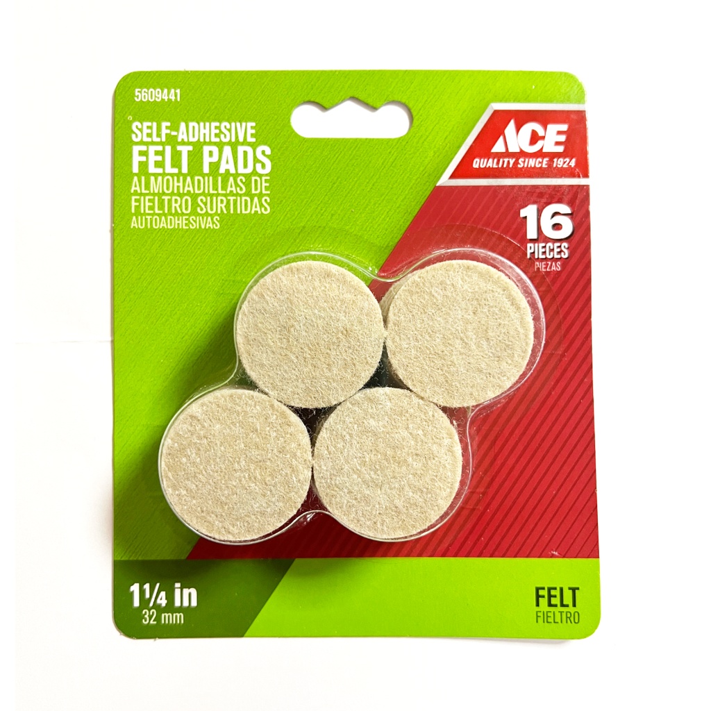 Ace Felt Self Adhesive Protective Pad Brown Round 1-1/4 in. W 16 Pk