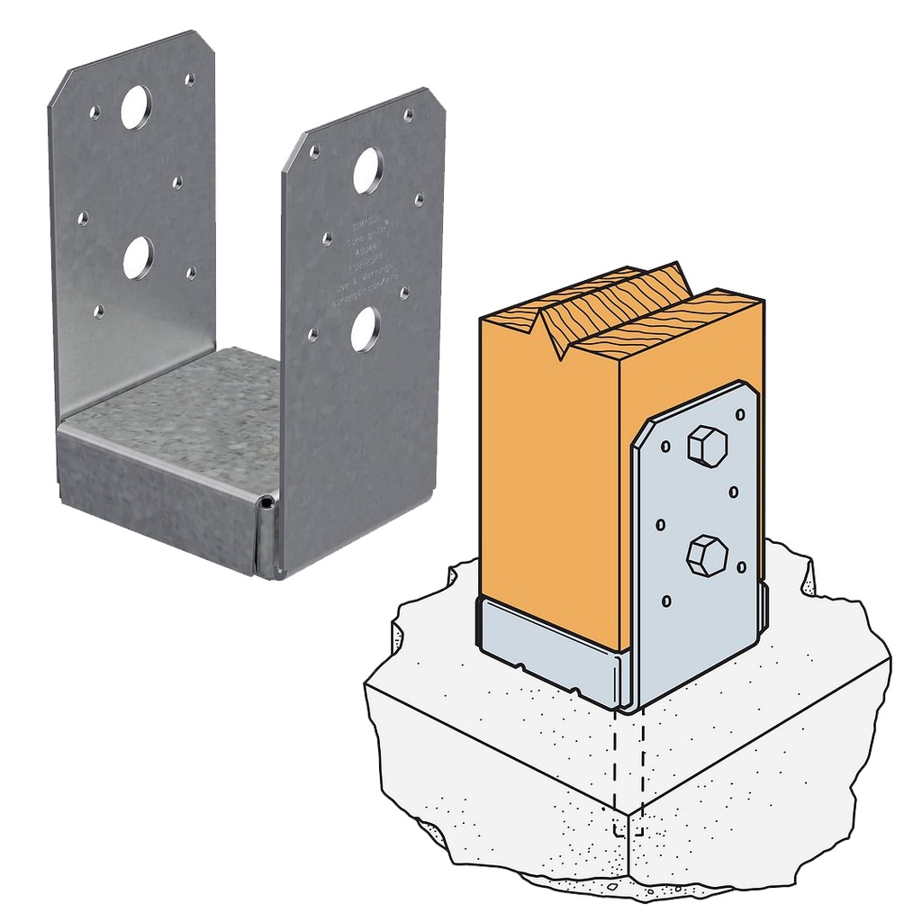 Simpson Strong-Tie ZMAX 5.5 in. H X 3.56 in. W 16 Ga. Galvanized Steel Post Base