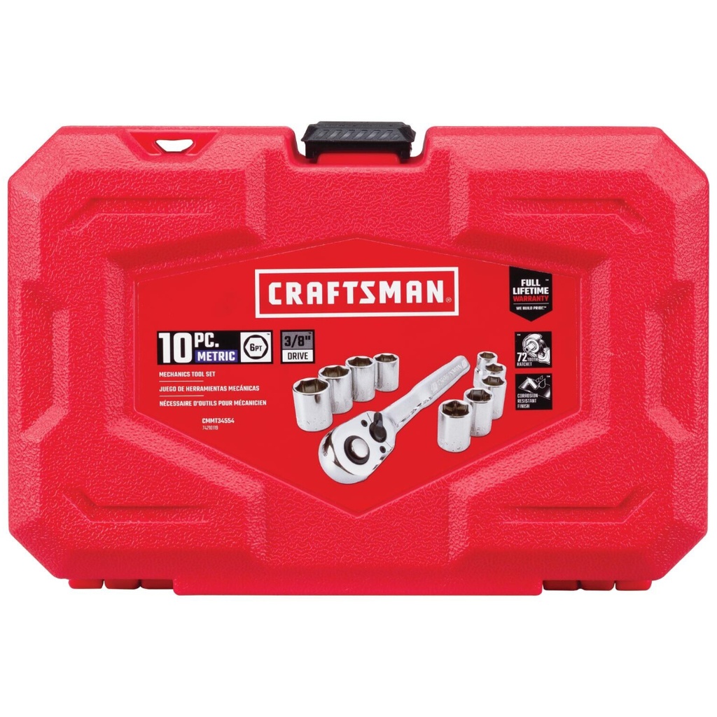 Craftsman Assorted X 3/8 in. Drive Metric 6 Point Standard Socket 10 Pc