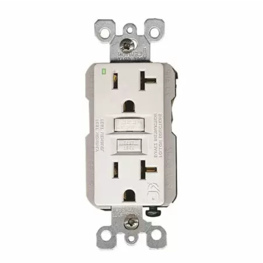 20 Amp 125-Volt NEMA 5-20R SmartlockPro 2-Pole Residential Grade Duplex GFCI Receptacle Outlet, White GFNT2-W