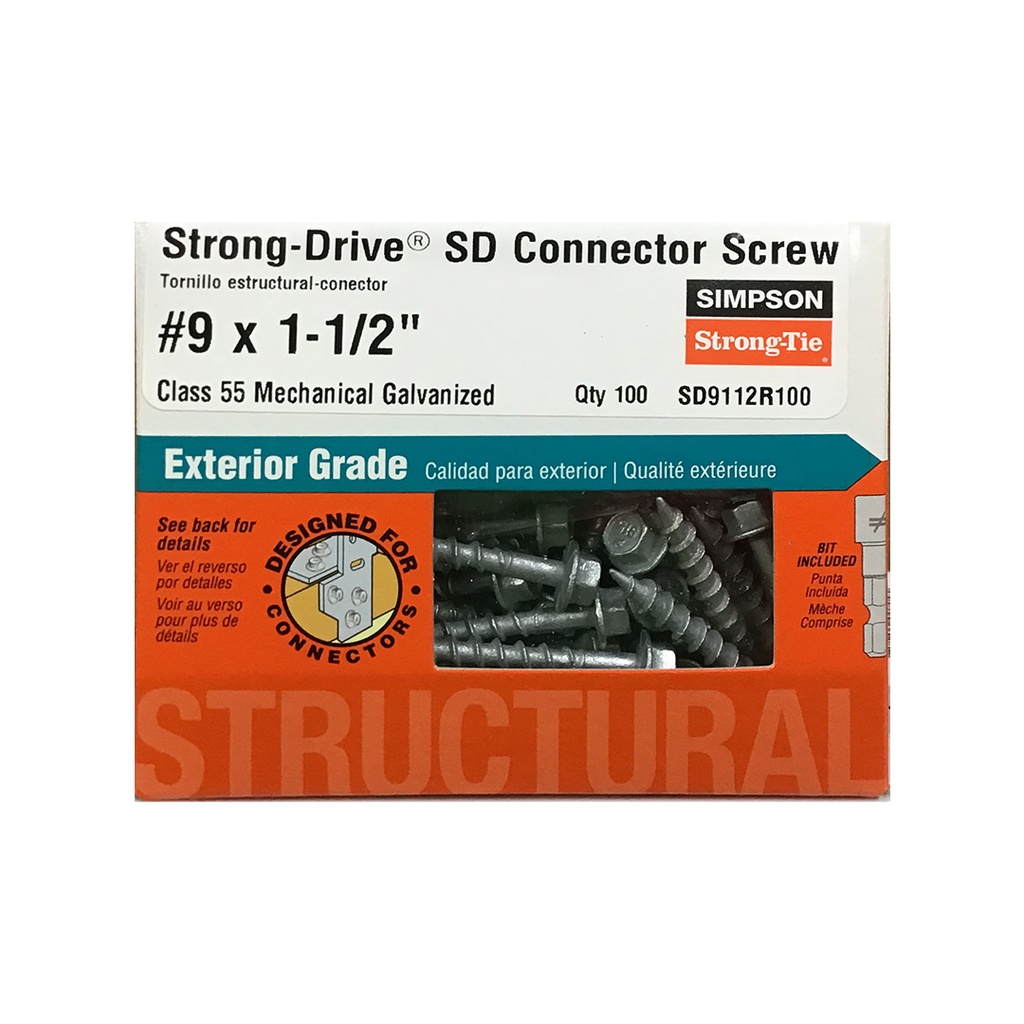 [ANCLAJE132] Simpson Strong-Tie Strong-Drive No. 9 Sizes X 1-1/2 in. L Star Hex Head Coarse Structural Screws