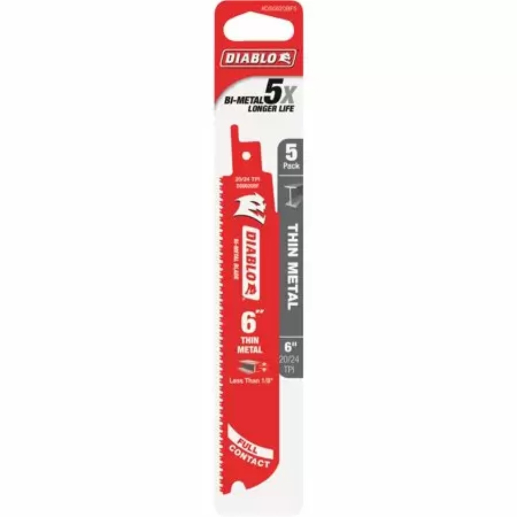 DIABLO 20/24 TPI Flush Recip 6 Inch Blade - 5 Pack