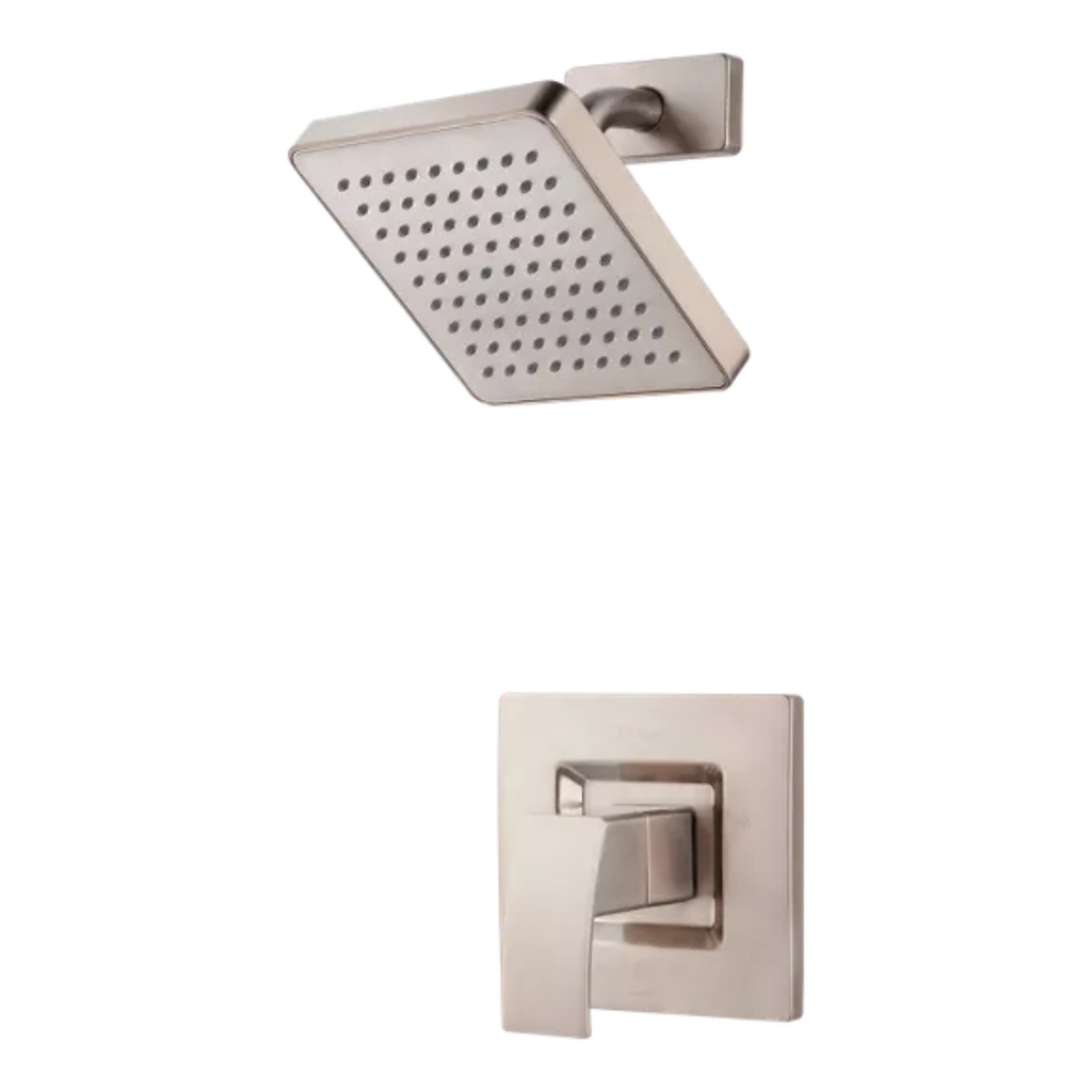 [LG897DFK] Pfister LG89-7DF Kenzo Faucet Valve Trim Single Handle Pressure Balanced with Raincan Shower Head Brushed Nickel Showers Shower Only Pressure Balanced