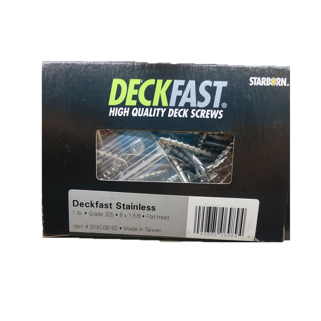 [SFXC08162] # 8 X 1-5/8" Deckfast Grade 305 Stainless Steel Deck Screws (1 Lb.)