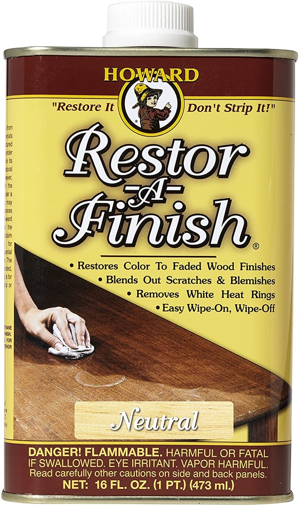 [1055276] Howard Restor-a-Finish Semi-Transparent Neutral Oil-Based Wood Restorer 1 Pt