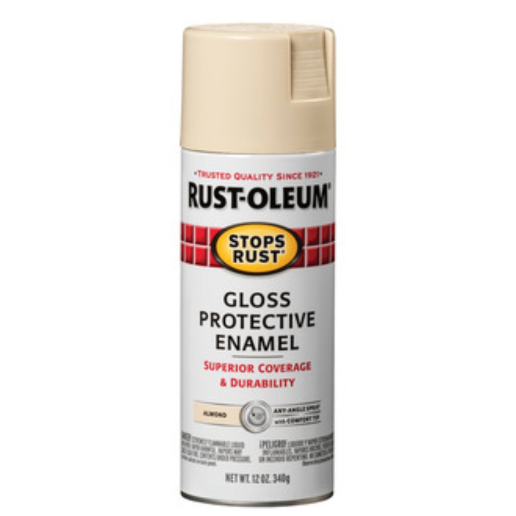 Spray Paint, Almond, Gloss, Solvent, 12 Oz