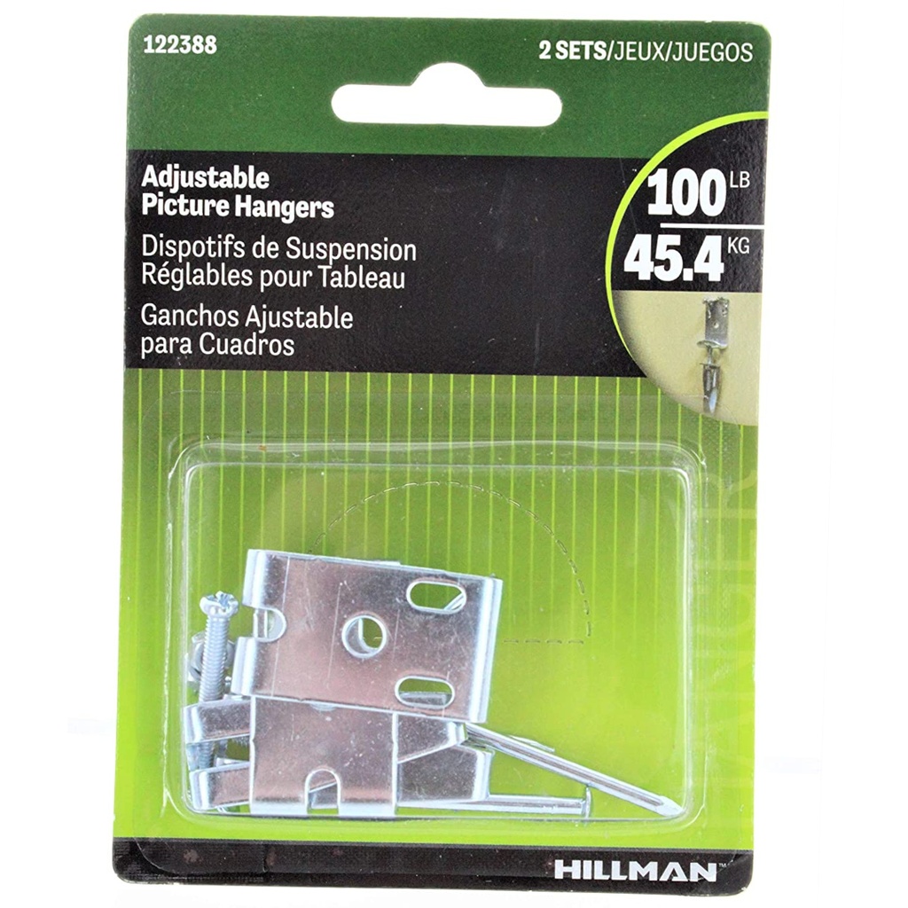 HILLMAN AnchorWire Zinc Silver Adjustable Picture Hanger 100 Lb 2 Pk