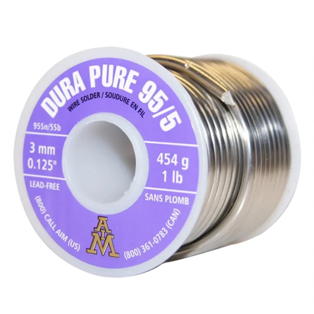 AIM Dura-Pure 95/5 Lead-Free 0.125inch Solid Solder Wire for Plumbing Repairs (454g / 16oz)