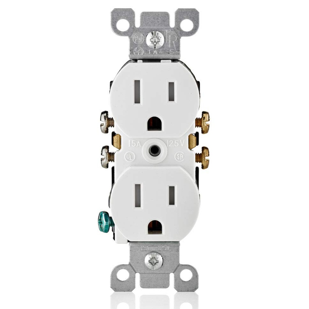 RECEP DOBLE TAMPER 15A 125V WHT