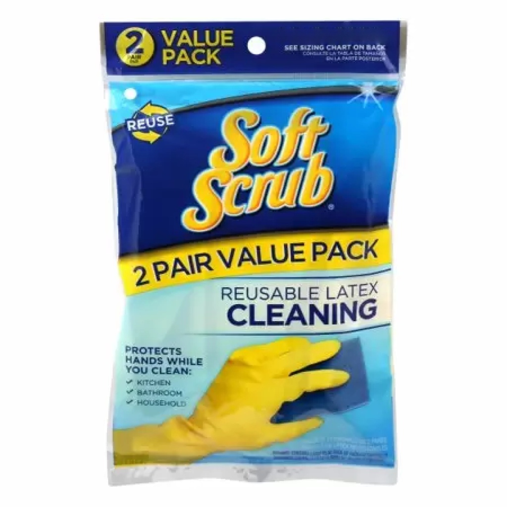 Soft Scrub Latex Gloves XL Yellow 2 Pair