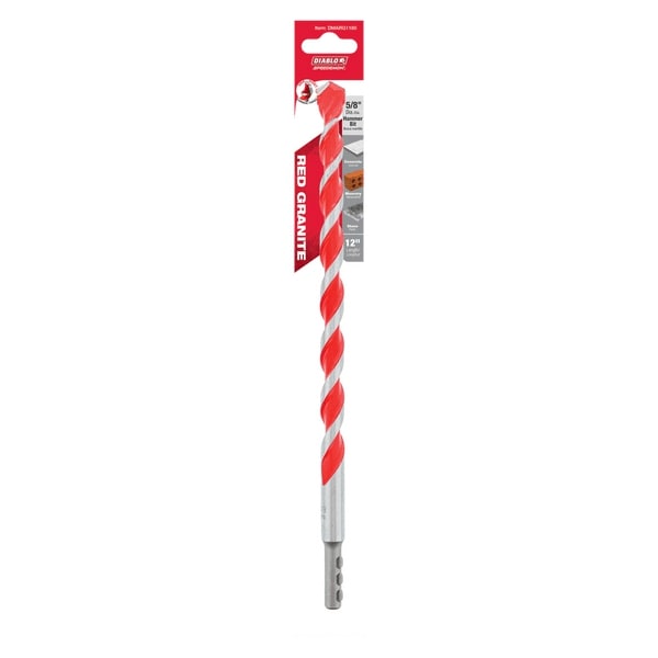 Diablo SPEEDemon 5/8 in. X 12 in. L Carbide Tipped Red Granite Hammer Drill Bit Round Shank 1 Pk